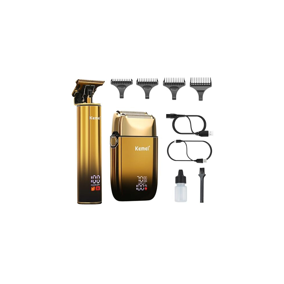 Kemei Hair Trimmer & Electric Razor, Foil Shaver, Men's Hair Clipper, Cordless Beard Trimmer, Usb Rechargeable, Men's Grooming