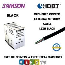305m Samson CAT6 Pure Copper LSZH BLACK External Network Cable HDBaseT Certified