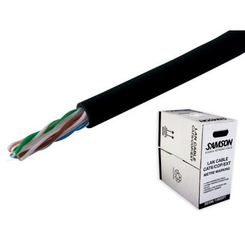 Samson 305m Samson CAT6 Pure Copper LSZH BLACK External Network Cable HDBaseT Certified 1