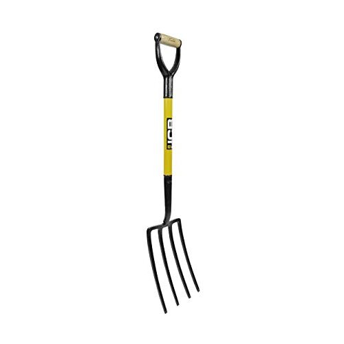 JCB JCB JCBCF01 Professional Solid Forged Contractors Fork - Heavy-Duty 4-Prong Garden & Site Fork