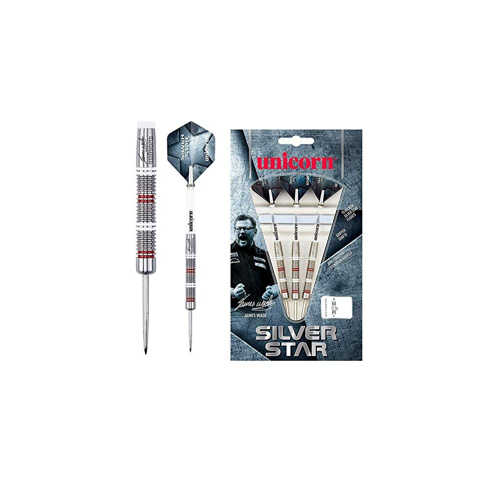 Steel Tip Darts Set | James 'The Machine' Wade Silver Star | 80% Natural Tungsten Barrels | 24 g