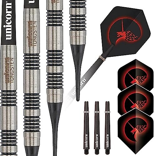 Unicorn Soft Tip Darts Set | Core Style 3 | Tungsten Barrels | 17 g