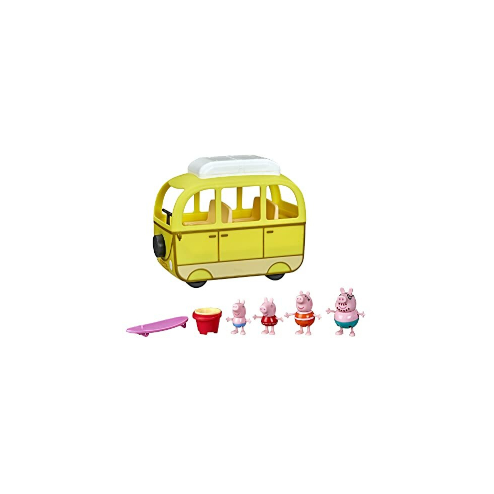 Peppa's Adventures Beach Campervan, Preschool Toy, 10 Pieces, Working Wheels, 3 Years and Above, Multicolored (F3632FF2)