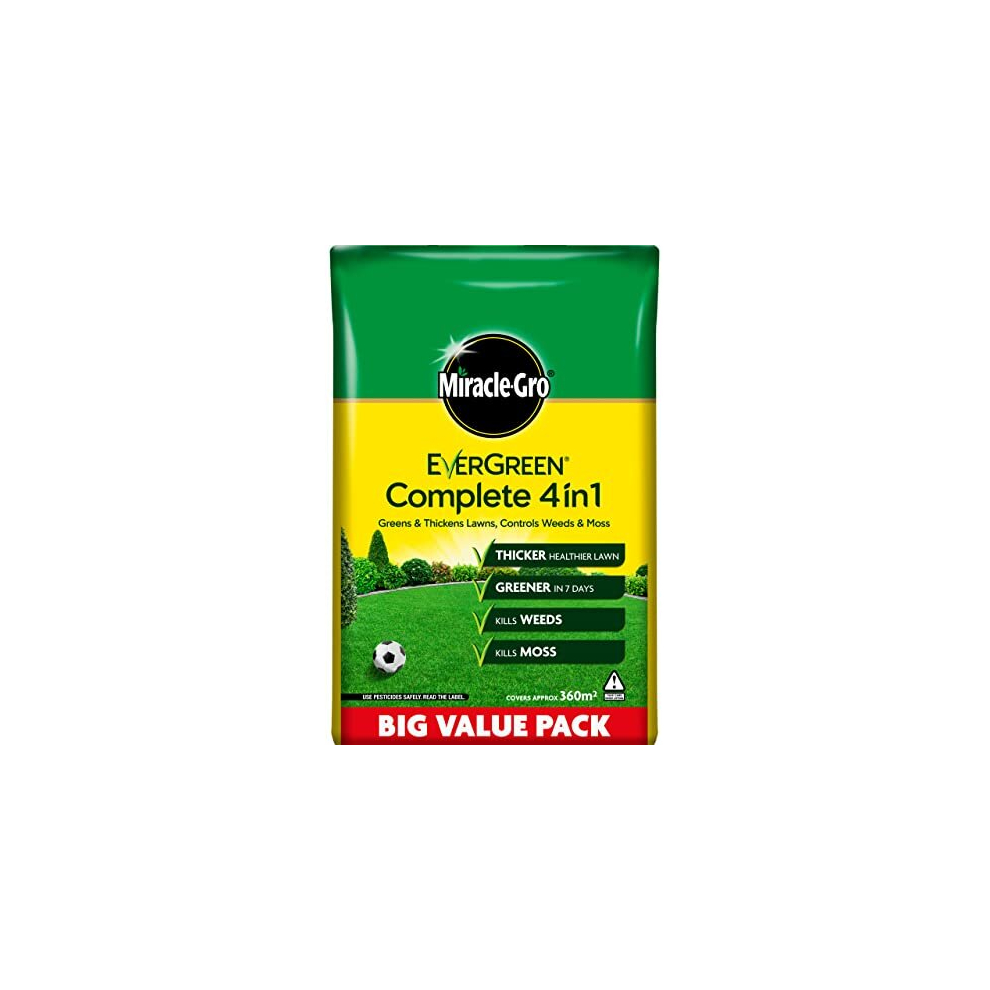 Evergreen Complete 4-in-1 Lawn Food, Weed & Moss Control, 360 m2