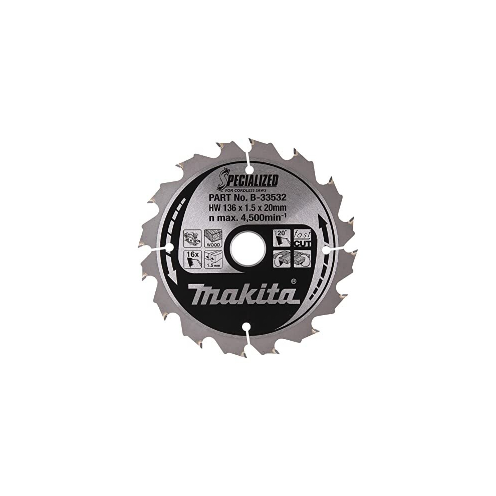 B-33532 Specialized Blade for Cordless Saws 136x20x16T