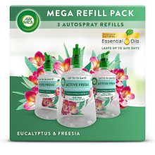 Air Wick Aerosol-Free Automatic Air Freshener Spray |Eucalyptus & Freesia | 3 Refills| 24x7 Active Fresh Odour