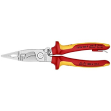 Pliers for Electrical Installation chrome-plated, insulated, VDE-tested with integrated tether attachment point for a
