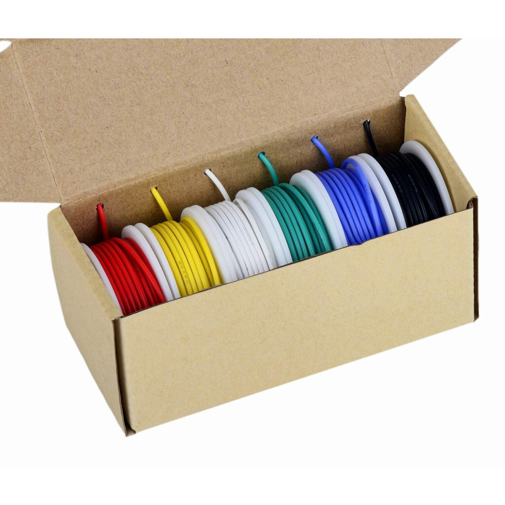 20 Awg Electrical Wire Kit, Colored Wire 0.52Mmâ² Flexible Silicone Wire(6 Different Colored 7 Meter Spools) 600V 607994213319