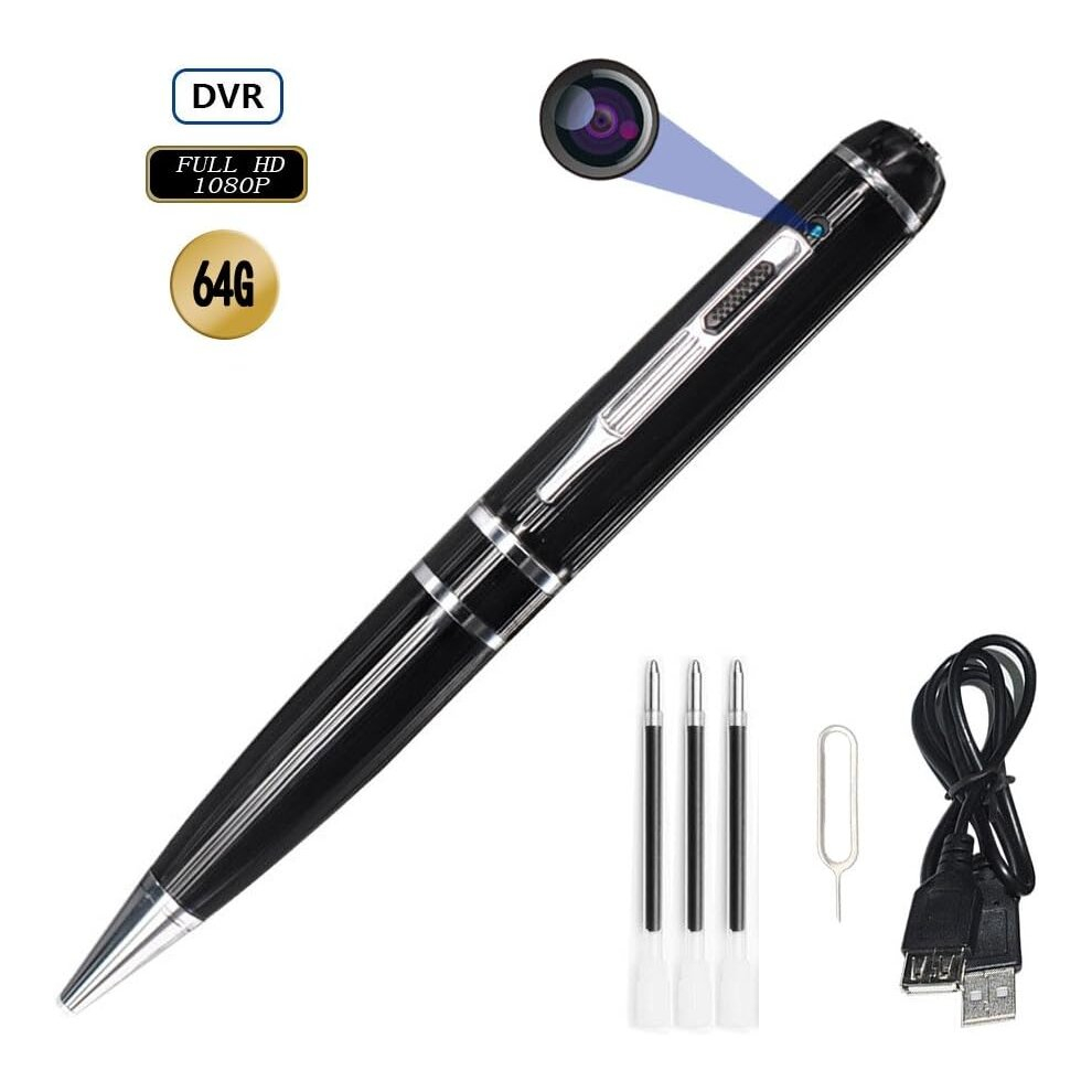 Hidden Spy Camera Mini Pen Recorder 1080P FHD Video Audio To Internal 64GB Memory