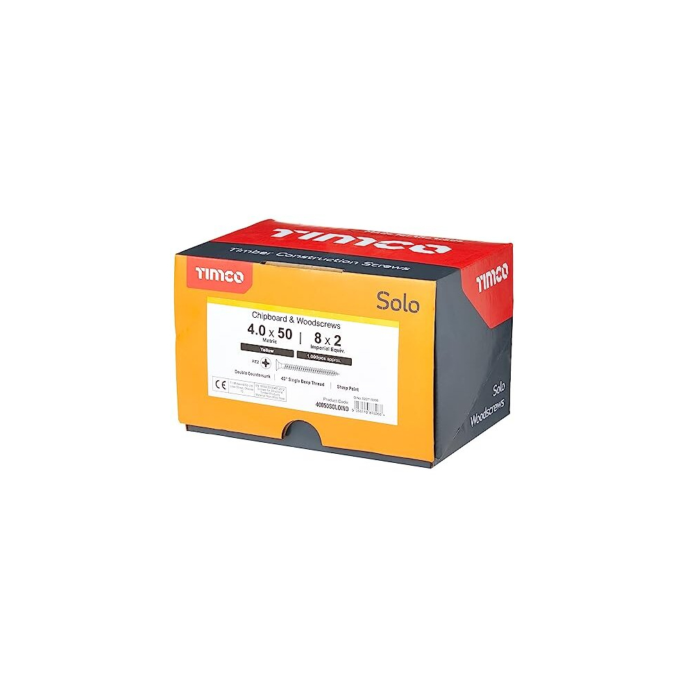 Timco Solo Woodscrews Industry Pack - 4.0 X 50Mm - Gold