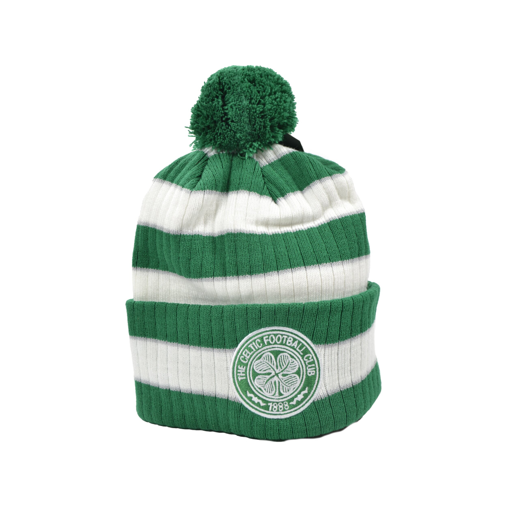 Celtic FC Bar Knitted Bobble Hat Green White