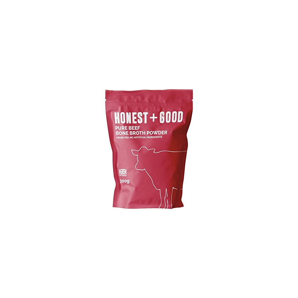 Honest + Good Uk's Beef Bone Broth Powder | 1 Month Supply | Grass Fed | Hair Skin Gut | 8500Mg Type I & Iii Collagen High Protein |