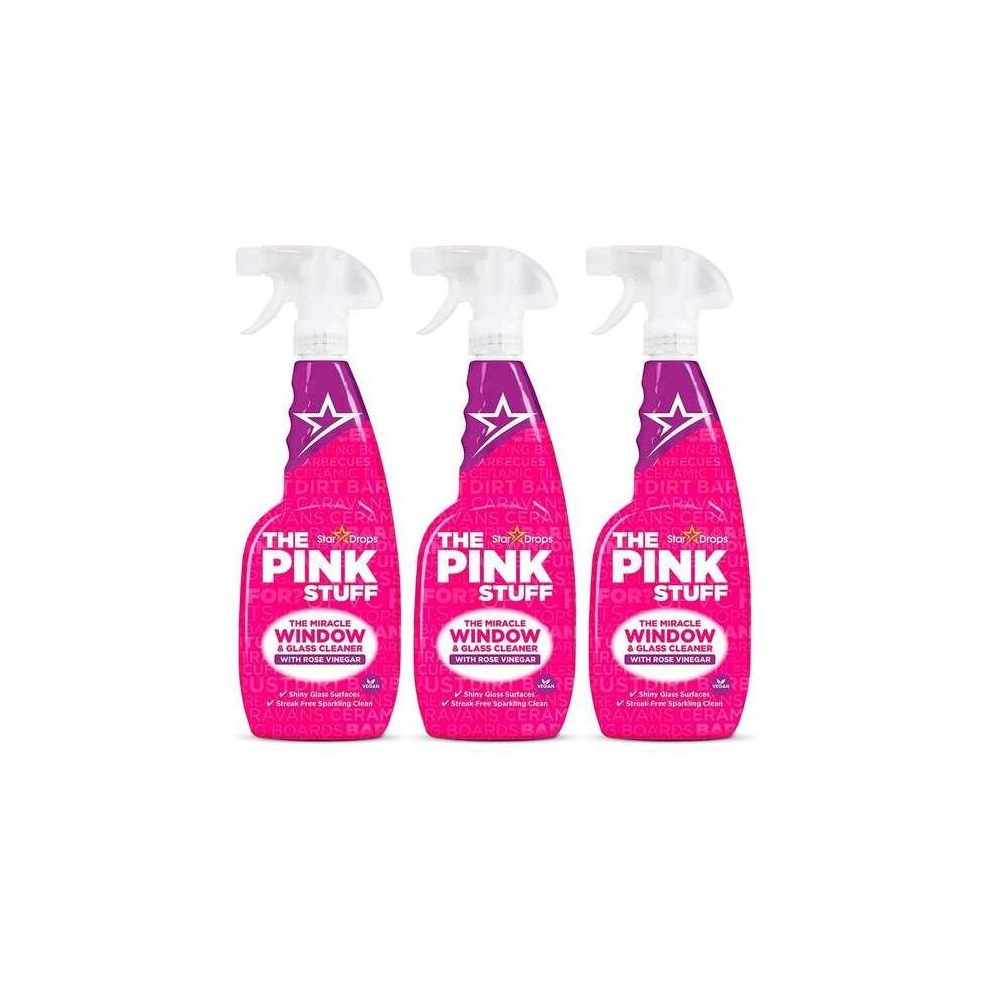 Stardrops Pink Stuff Miracle Window Cleaner with Rose Vinegar Spray, 750ml (Pack of 3)