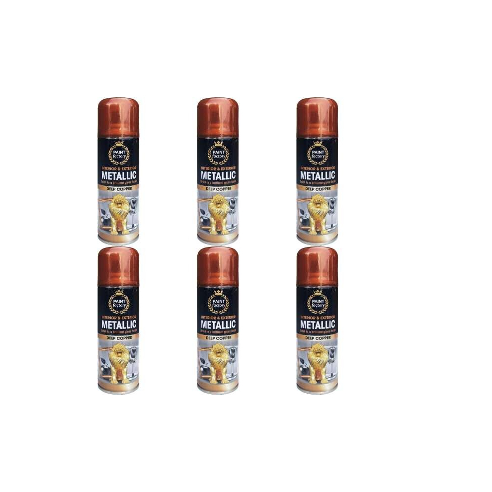 Paint Factory Metallic Copper Spray Paint Interior & Exterior 200ml   9819 (Pack of 6)