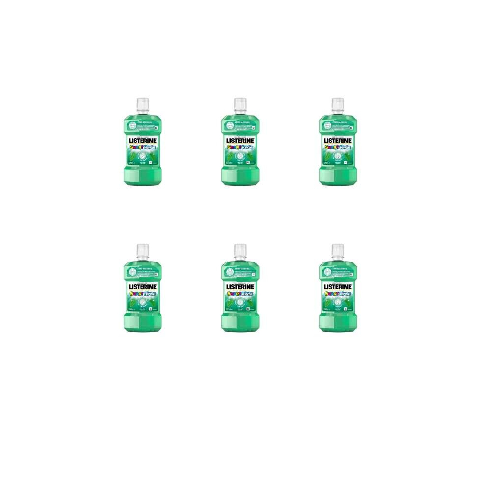 Listerine Smart Rinse For Kids 6+ Mouthwash, Mild Mint 250ml (Pack of 6)