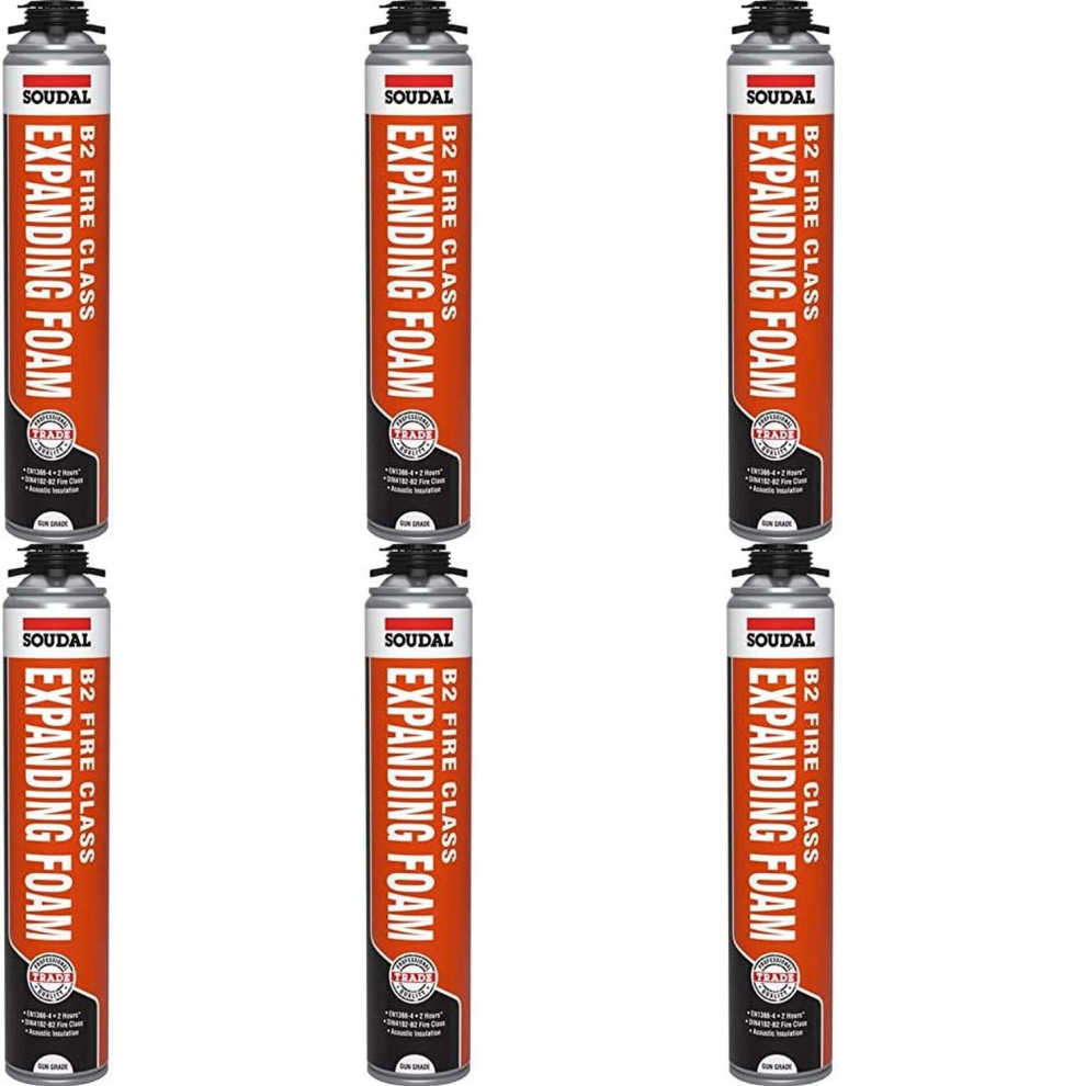 Soudal B2 Fire & Acoustic Expanding Foam 750ml 1231. (128450) (Pack of 6)