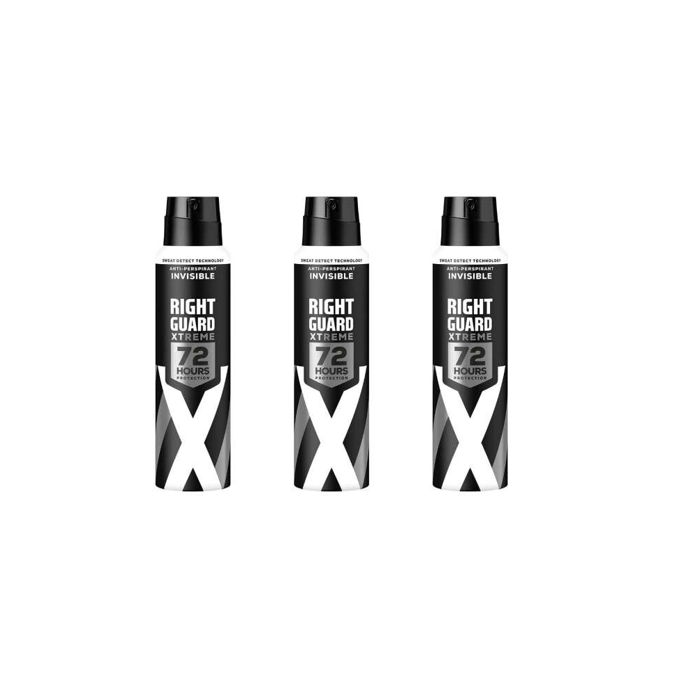 Right Guard Xtreme Invisible Anti-Perspirant Deodorant Spray For Men, 150 ml (Pack of 3)