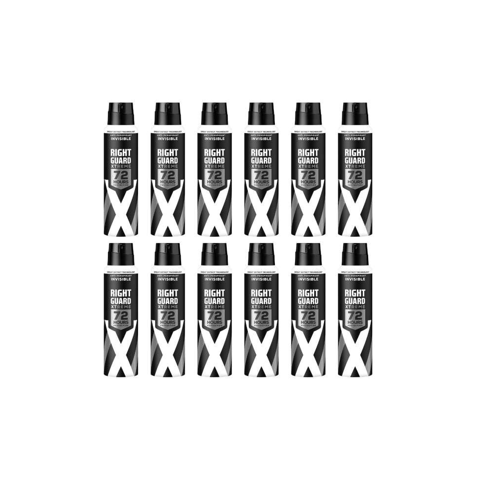 Right Guard Xtreme Invisible Anti-Perspirant Deodorant Spray For Men, 150 ml (Pack of 12)