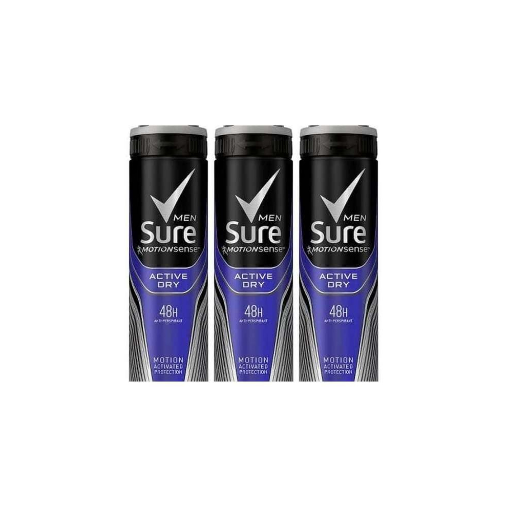 Sure Active Dry Anti-perspirant Deodorant Aerosol, 150ml (Pack of 3)