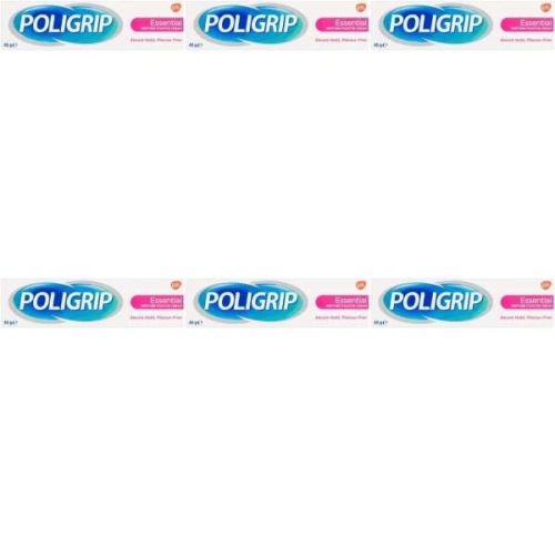 Poligrip Flavour Free Denture Fixative Cream Essential 40g Pack of 6 - Secure Hold
