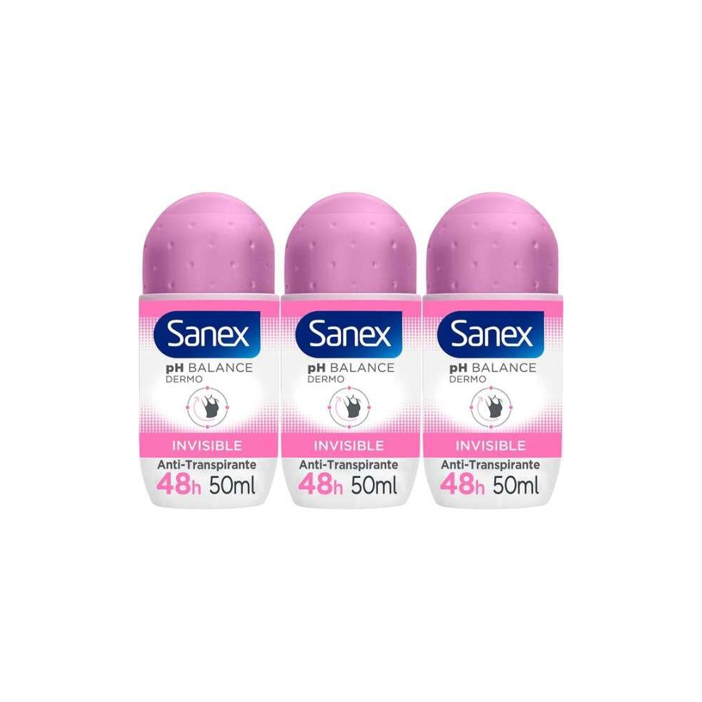 Sanex Dermo Invisible Roll On Antiperspirant 50ml (Pack of 3)