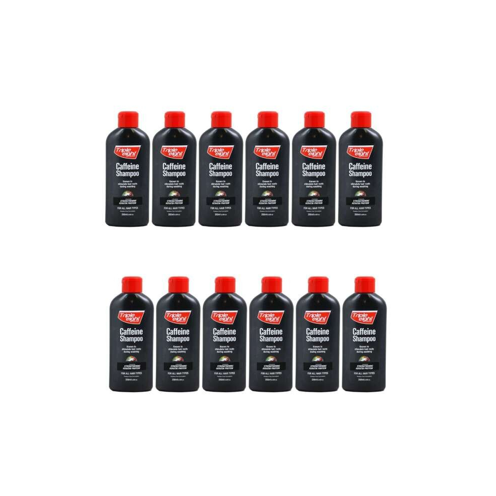 Triple Eight Caffeine Shampoo 250ml for All Hair Types (Pack of 12)