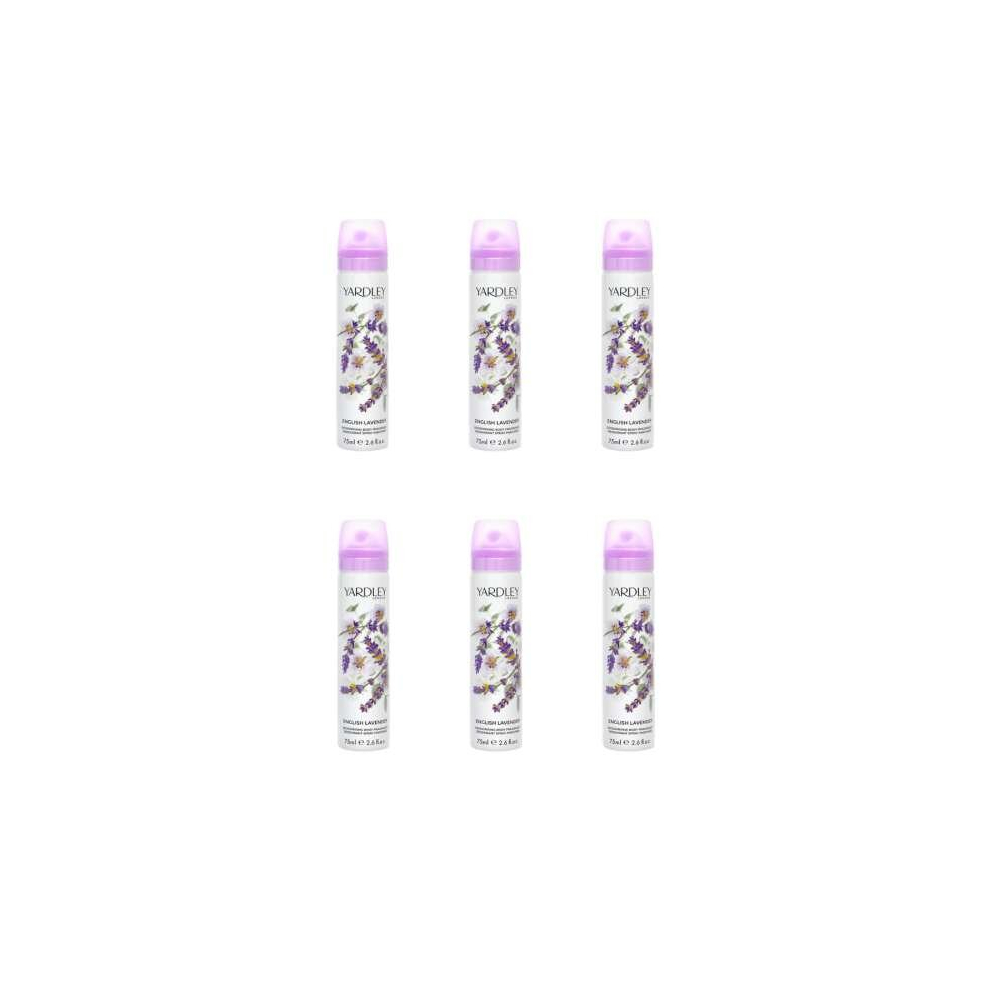 Yardley English Lavender  Body Spray 75ml (Pack of 6)