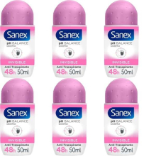 Sanex Dermo Invisible Roll On Antiperspirant 50ml (Pack of 6)