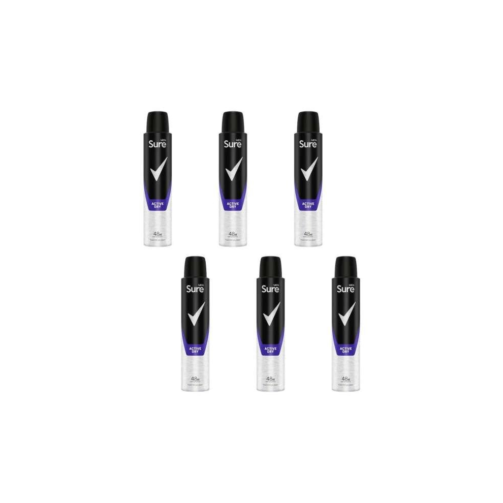 Sure Men Active Dry Antiperspirant Deo For Men 48Hr 200Ml (Pack Of 6)