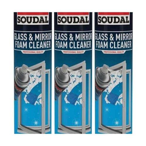 Soudal Glass & Mirror Aerosol Foam Cleaner 750ml ,. (156176) (Pack of 3