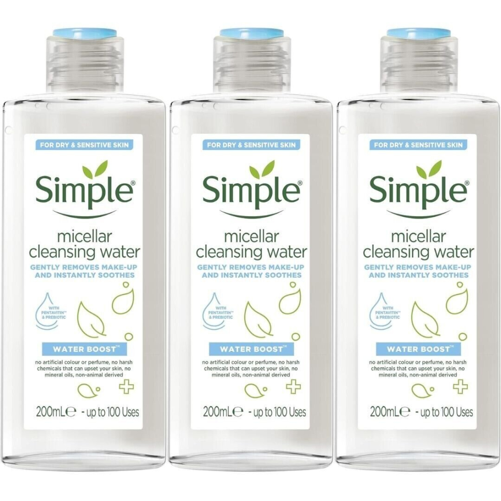 Simple Hydrating Micellar Cleansing Water, 200ml (Pack of 3)