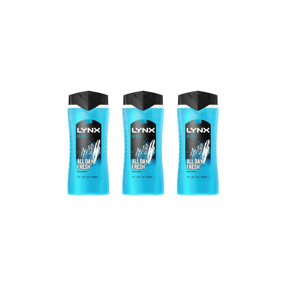 Lynx Ice Chill All day fresh Shower Gel, 500ml (Pack of 3)