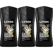 Lynx Gold 12-H Refreshing Fragrance Shower Gel Body Wash for Men, 225ml (Pack of 3)