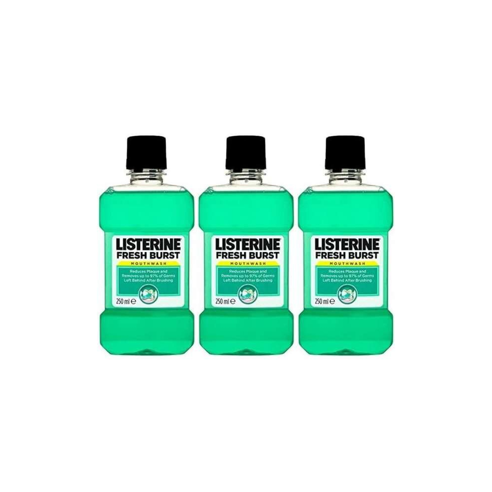 Listerine Fresh Burst Mouthwash, 250ml (Pack of 3)