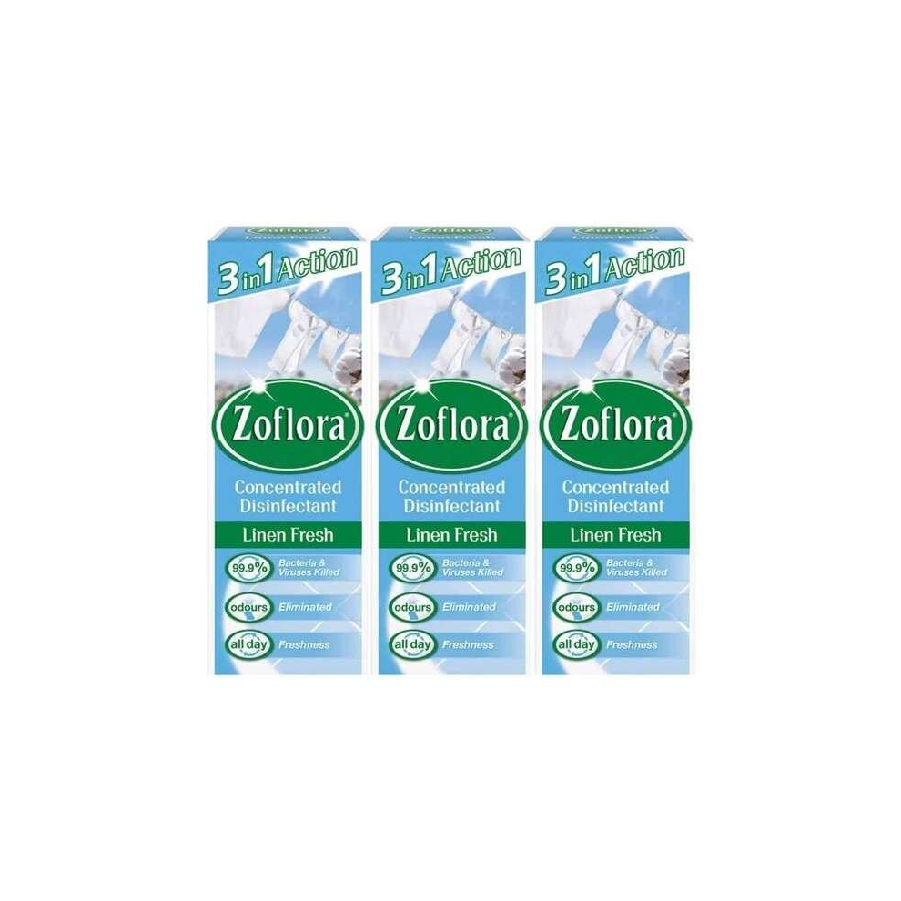 Zoflora Antibacterial Disinfectant 120ml - Linen Fresh (Pack of 3)