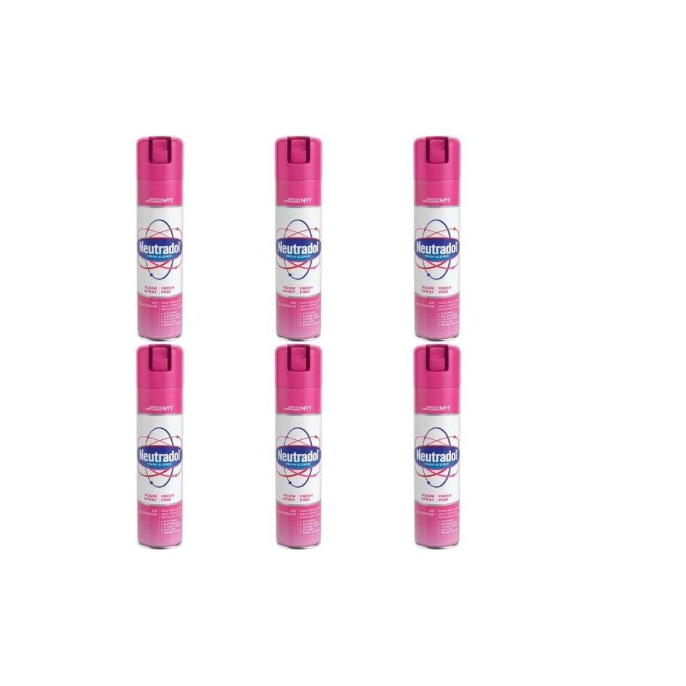 Neutradol Fresh Pink Aerosol Room Spray Odour Destroyer Air Freshener 300ml (Pack of 6)