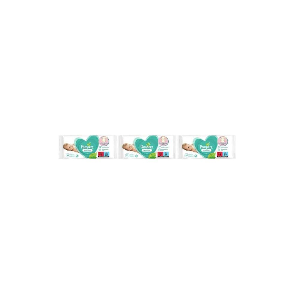 Pampers Sensitive Baby Wipes 52 Pieces (Pack of 3)