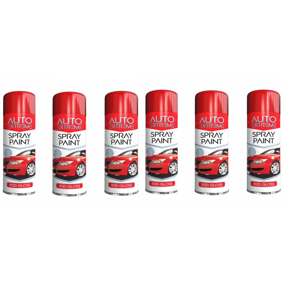 Rapide Auto Extreme All Purpose Spray Paint Can Red Gloss Finish 250ml   1907 (Pack of 6)