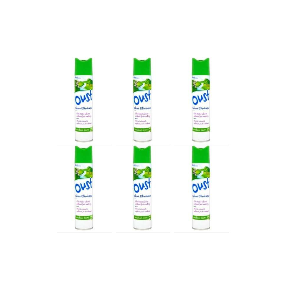 Oust Odour Eliminator Aerosol Air Freshener, Outdoor Scent, 300ml (Pack of 6)