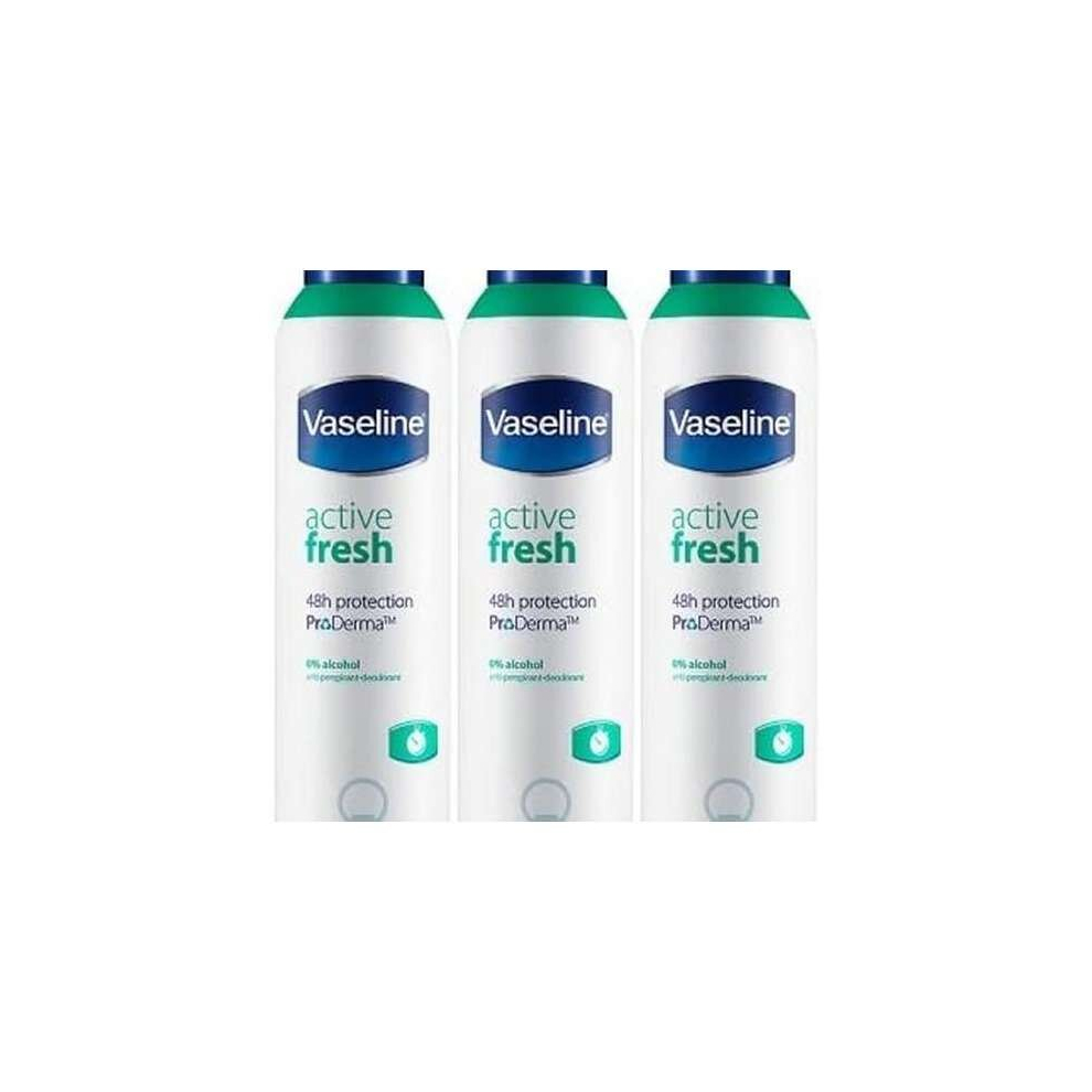 Vaseline Anti-Perspirant Aerosol Deodorant Active Fresh  250ml (Pack of 3)