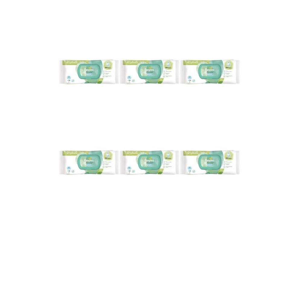 Pampers Harmonie Aqua Water-based Baby Wipes, 48 Wipes (Pack of 6)