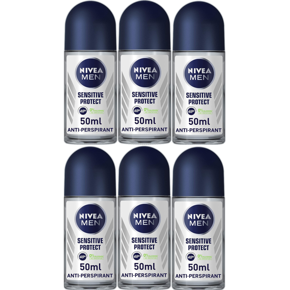 Nivea Men Sensitive Protect Anti-Perspirant Roll-On 50ml (Pack of 6)