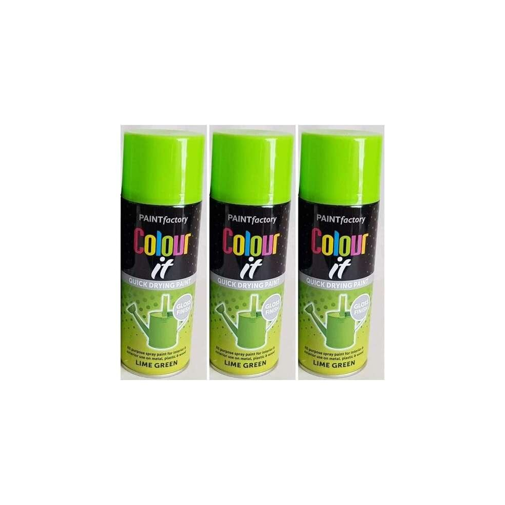Paint Factory Colour It Multi-Purpose Spray Paint Lime Green 400ml   1739PR (Pack of 3)