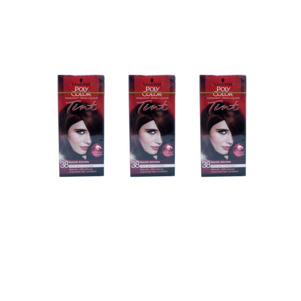 Schwarzkopf Poly Color 38 Warm Brown Hair Colourant (Pack of 3)