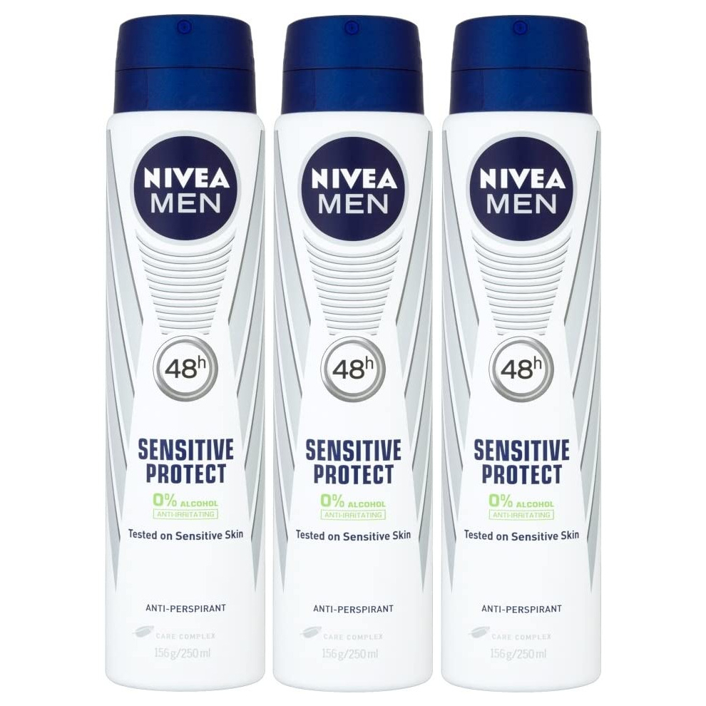 NIVEA MEN Sensitive Protect Anti-Perspirant Deodorant Spray 250ml (Pack of 3)