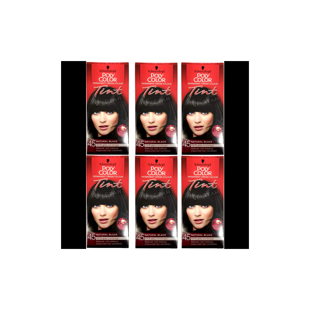 Schwarzkopf Poly Color Tint 45 Natural Black (Pack of 6)