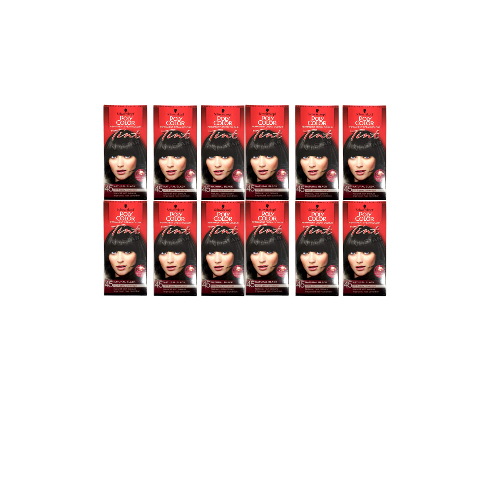 Schwarzkopf Poly Color Tint 45 Natural Black (Pack of 12)