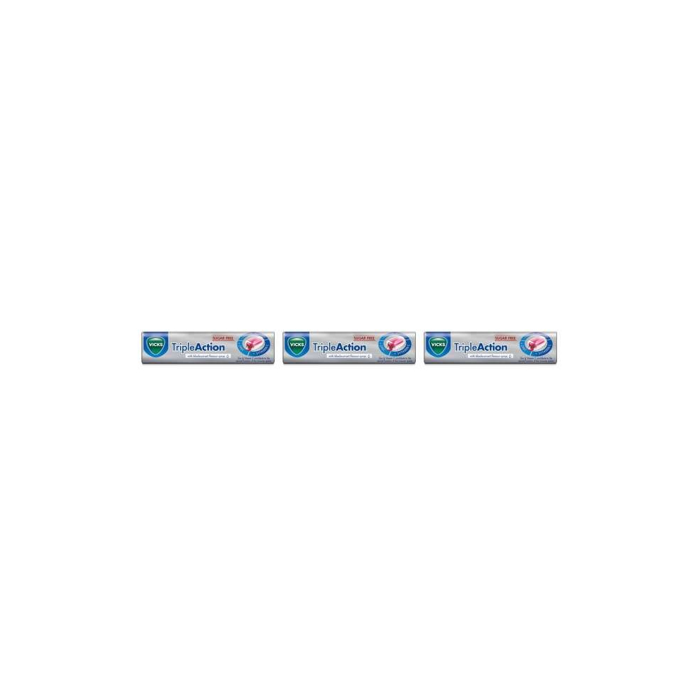 Vicks Triple Action Sugar Free Lozenges Blackcurrant 42Gm (Pack Of 3)