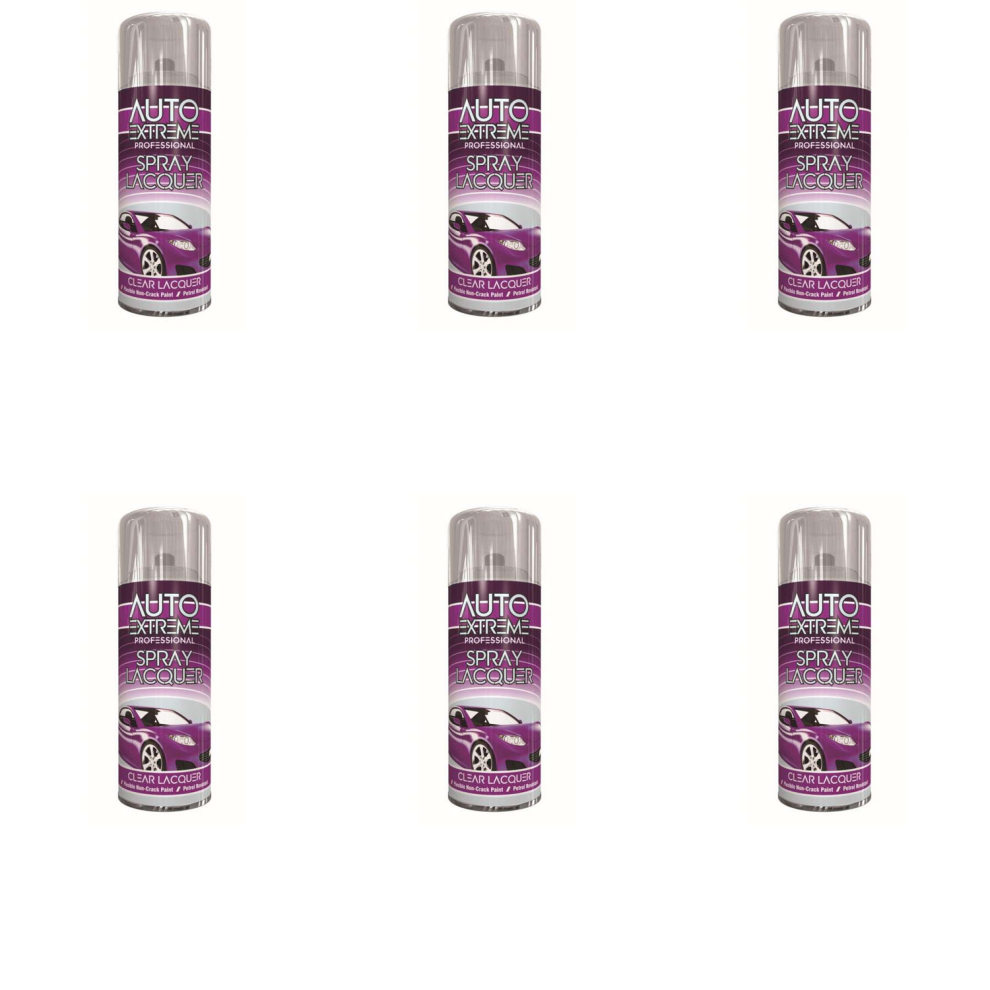 Paint Factory Auto Extreme Clear Lacquer Spray Paint 400ml (Pack of 6)