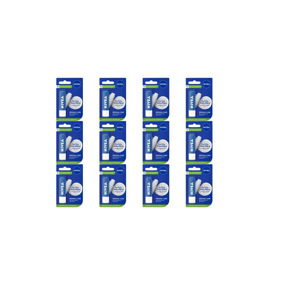 NIVEA Lip Balm Original Care 4.8g (Pack of 12)